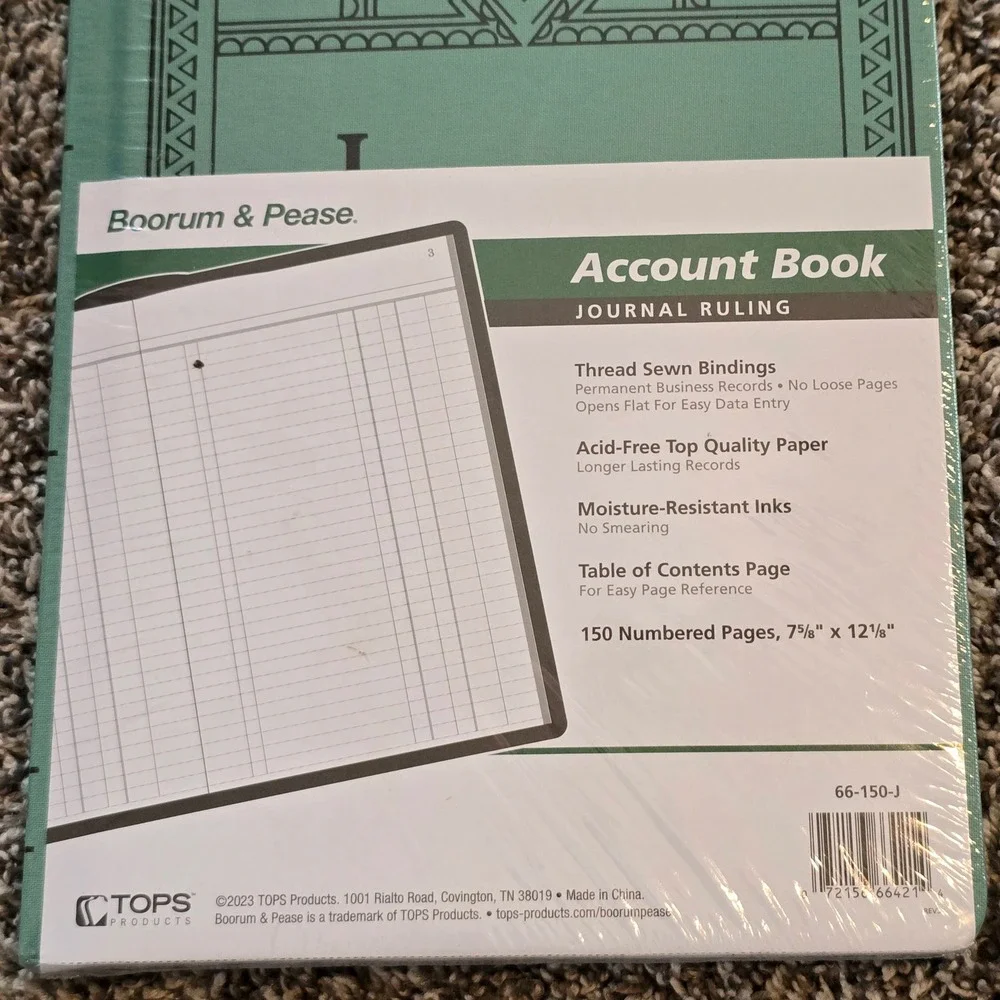 Boorum & Pease Account Book Ledger Journal 150 Pages Teal 66-150-J‎ New